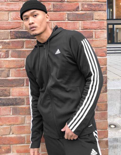 adidas Sportswear – Tiro – Czarny dres z 3 paskami, 3 z 4