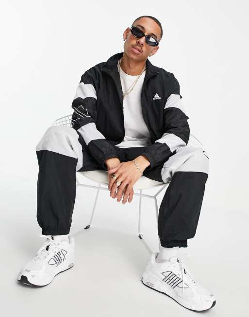 Black white store adidas tracksuit