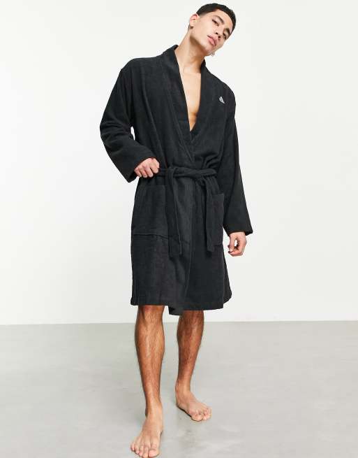 adidas - Sportswear - Vestaglia nera con 3 strisce