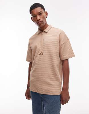adidas Originals adidas Sportswear waffle polo in beige-Neutral