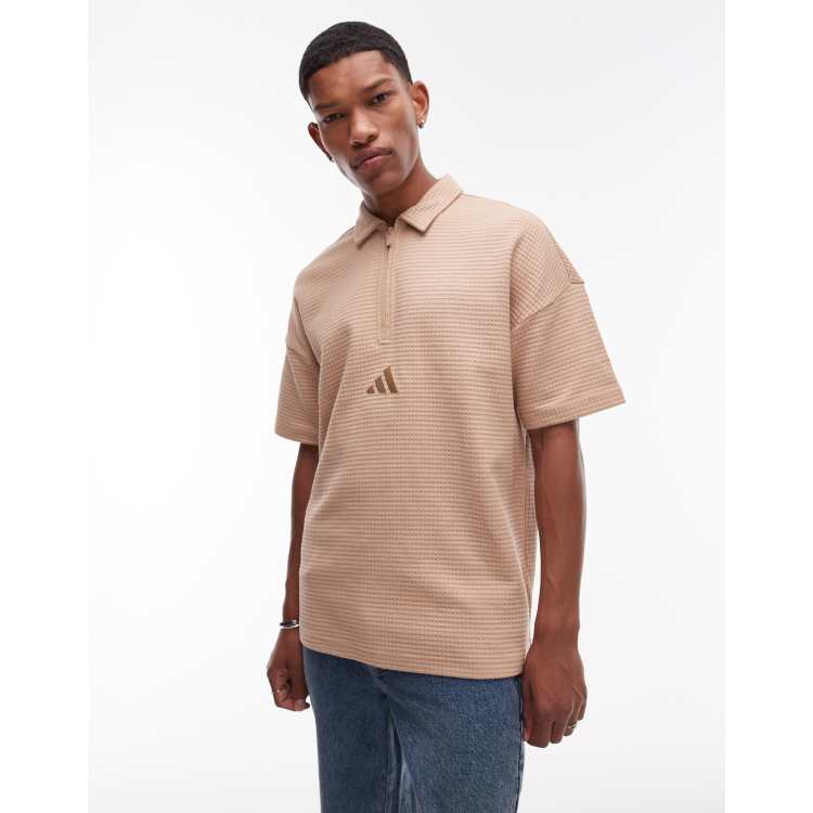 adidas Sportswear waffle polo in beige | ASOS