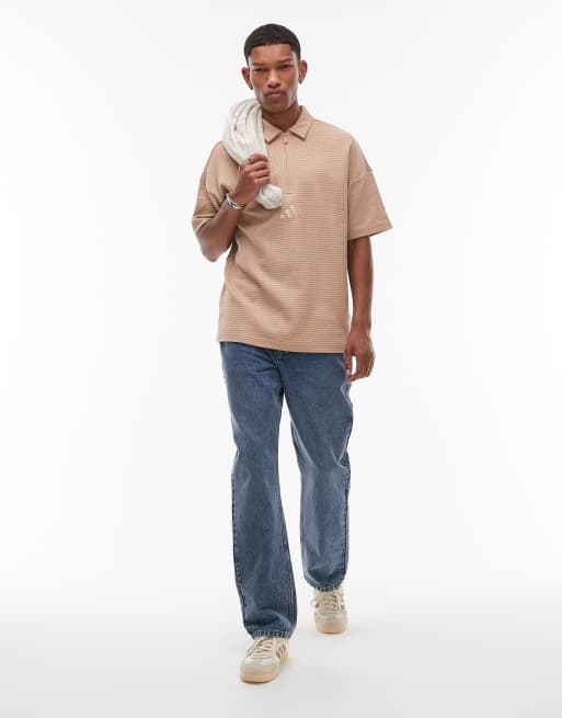 adidas Sportswear waffle polo in beige | ASOS