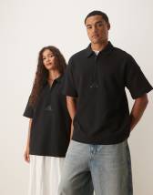 adidas WAFFLE SHORT SLEEVE POLO ブラック adidas WAFFLE SHORT SLEEVE POLO ブラック（アディダス