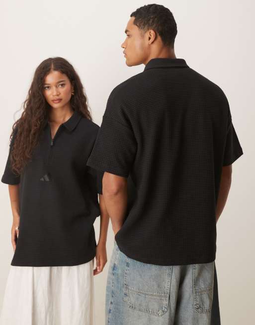 adidas WAFFLE SHORT SLEEVE POLO ブラック adidas WAFFLE SHORT SLEEVE POLO | atmos（アトモス） 公式