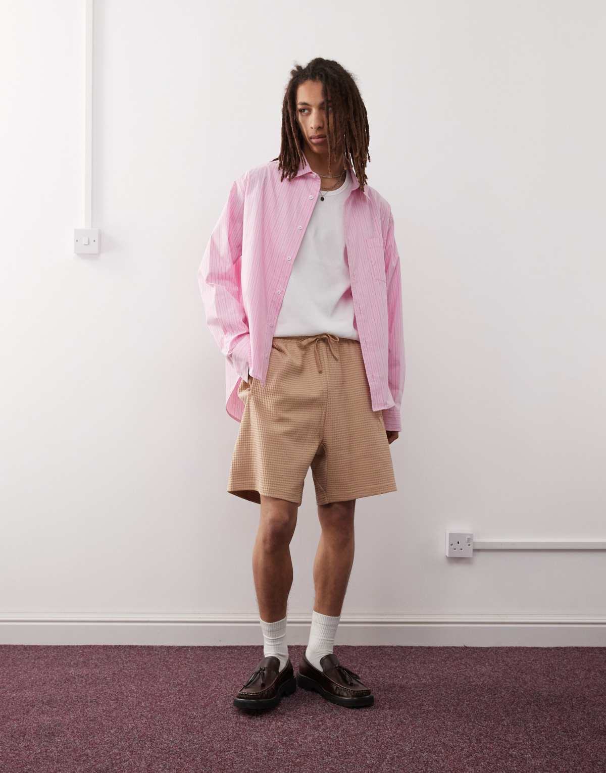 adidas Sportswear waffle shorts in beige