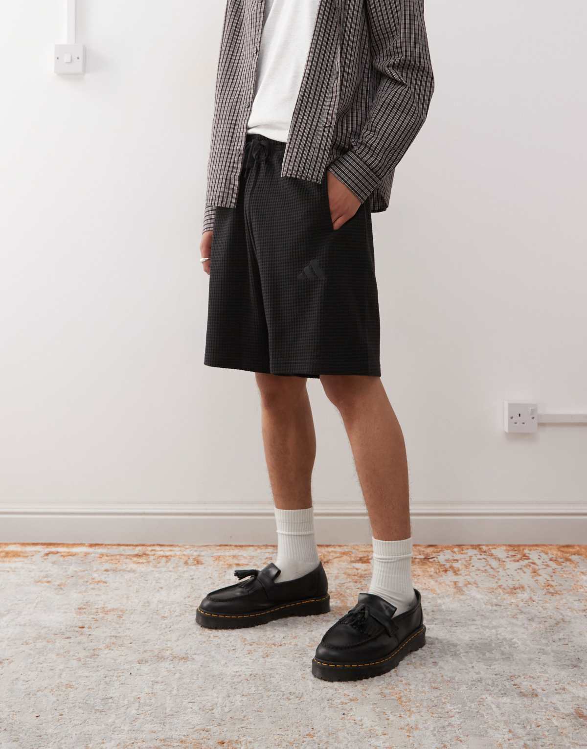 adidas Sportswear waffle shorts in black