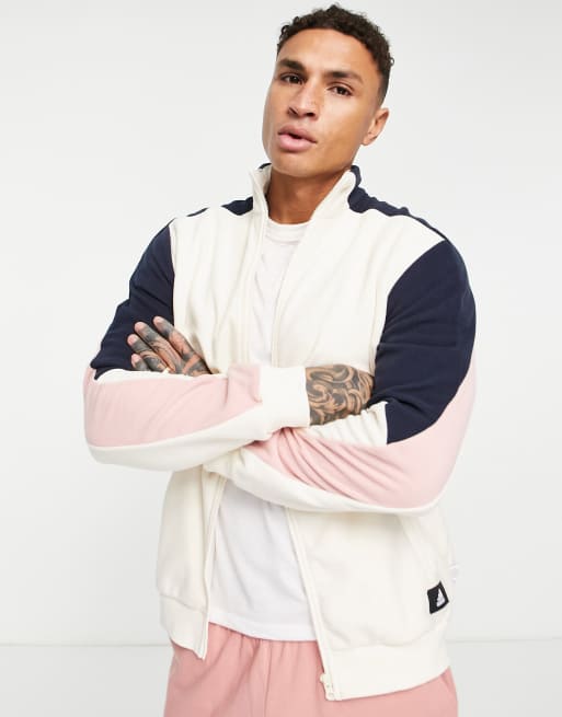 adidas Sportswear - Well Being - Cremefarvet sweatshirt med lynlås i polar-fleece