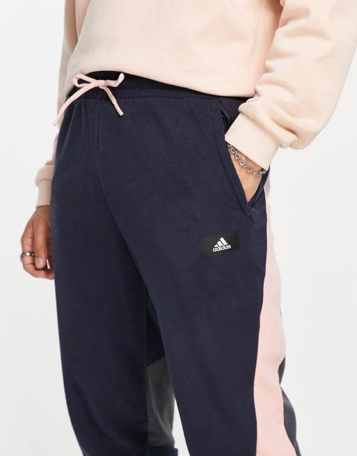 Adidas navy best sale fleece joggers