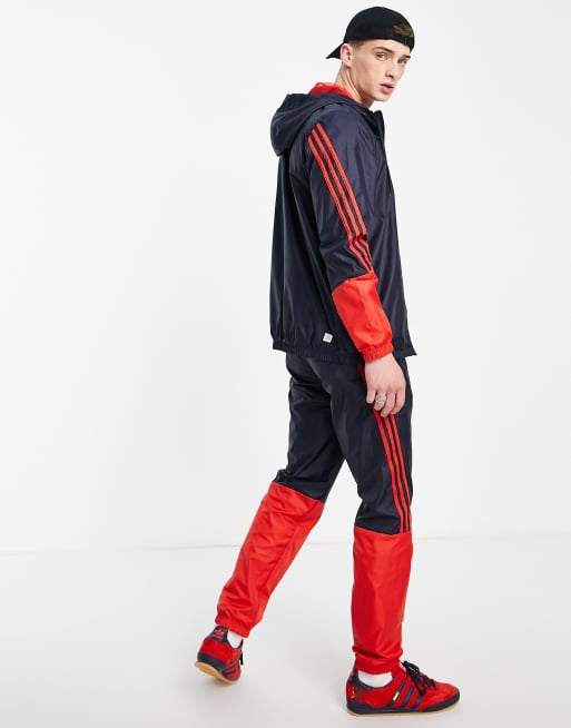 Navy and sale red adidas tracksuit