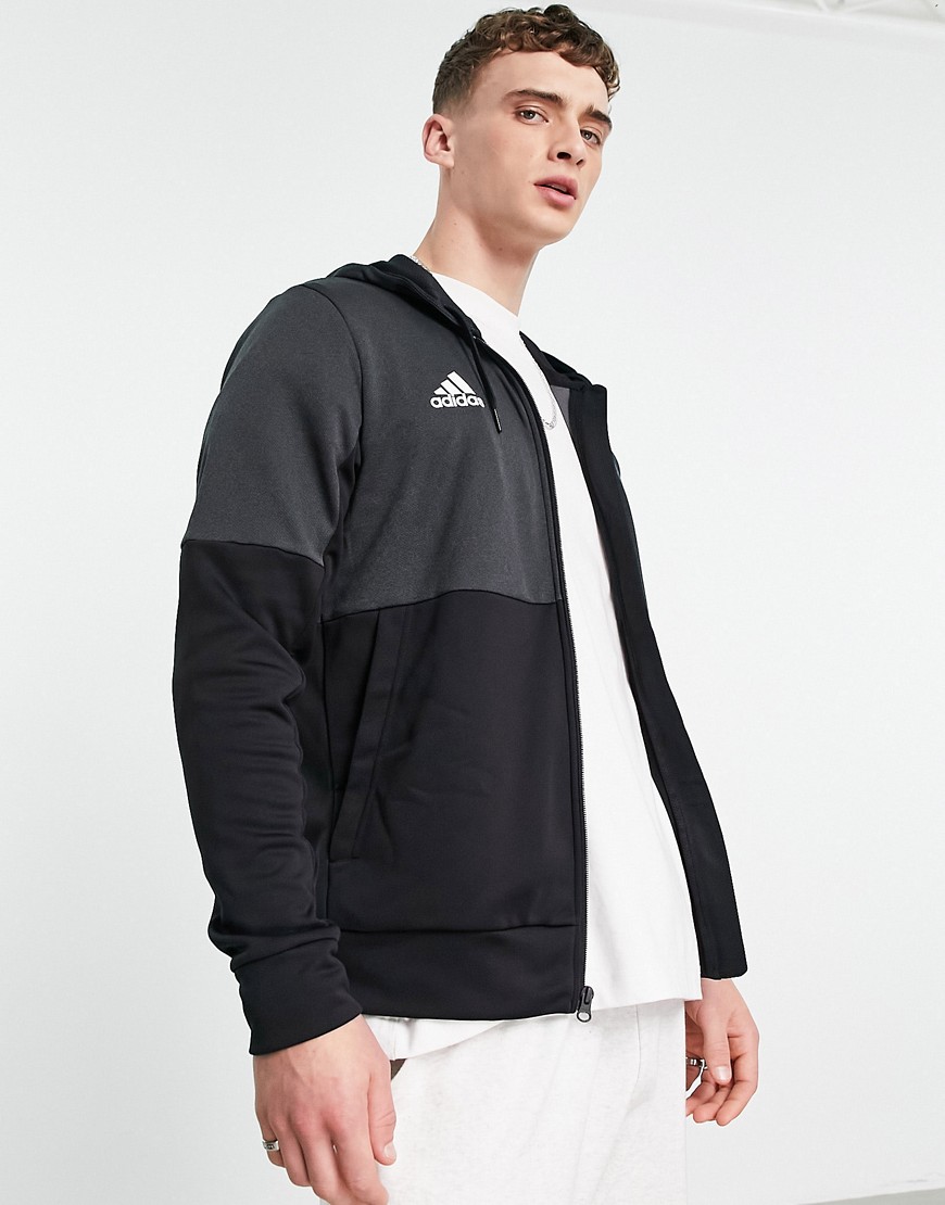 adidas Sportswear zip through jacket in black melange