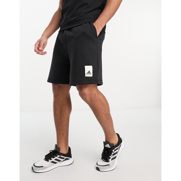 Black adidas fleece discount shorts