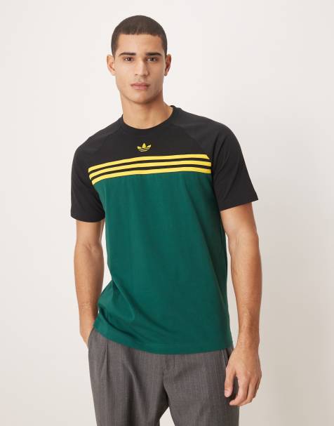 adidas Originals stripe t-shirt in dark green