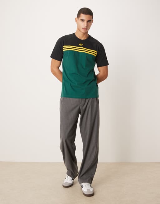 adidas stripe tee in dark green, 2 of 5