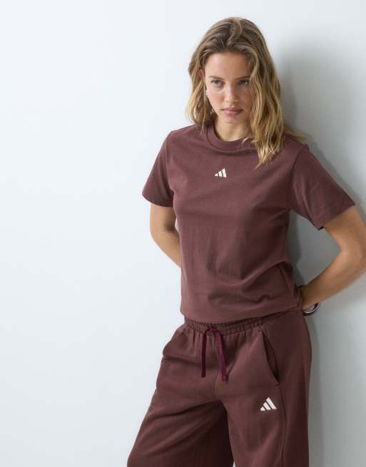 adidas Studio back print t-shirt in brown, 5 of 5