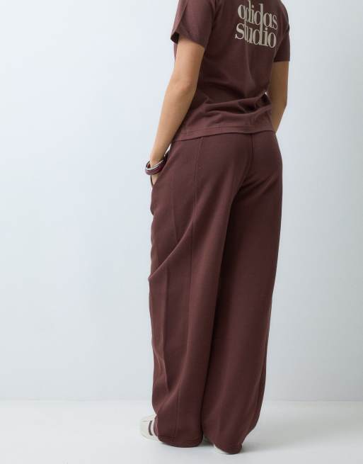 adidas Studio barrel joggers in brown, 3 of 5