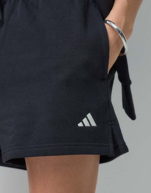 adidas Studio fleece shorts in black, 5 of 5