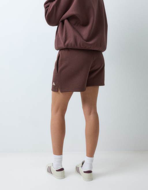 adidas Studio fleece shorts in brown, 3 of 5