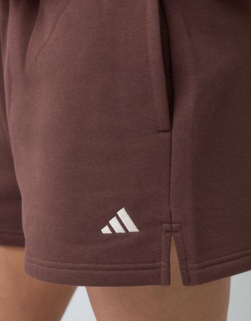 adidas Studio fleece shorts in brown, 4 of 5