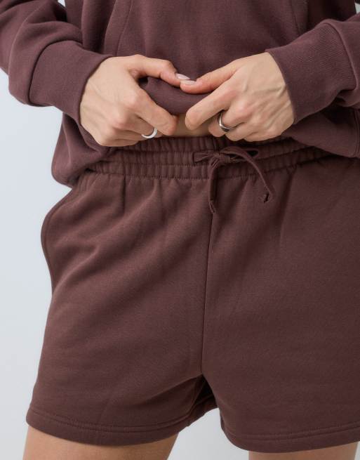adidas Studio fleece shorts in brown, 5 of 5