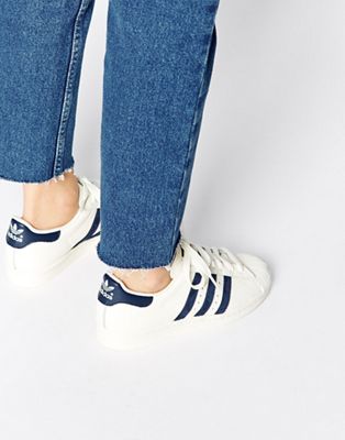 adidas superstar 80s vintage white & navy trainers