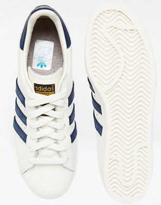 adidas superstar 80s vintage white & navy trainers