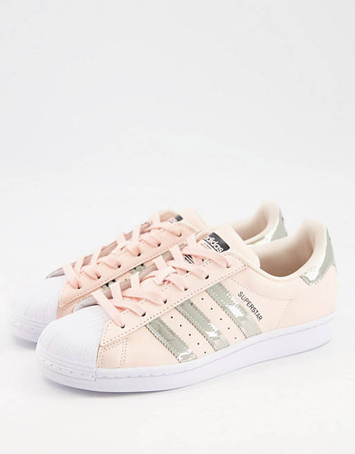 Adidas Superstar Sneakers In Pink Parfaire - black shorts w fishnets and adidas superstars pants roblox