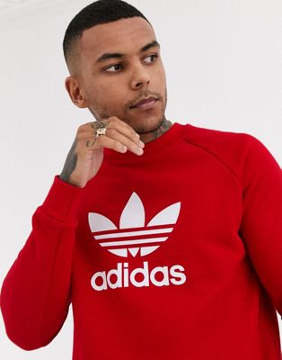 Adidas - Sweatshirt met trefoil in rood