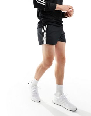 adidas Swim 3 stripe shorts in black