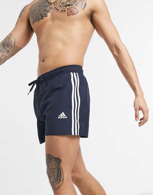 Adidas 3 stripe store swim shorts mens