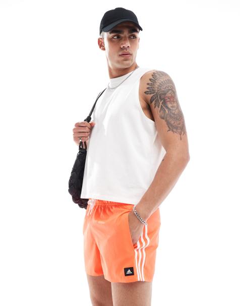 adidas Swim 3 stripe shorts in red - view 1