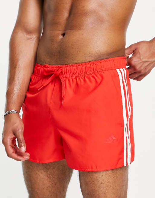 Red adidas store swim shorts