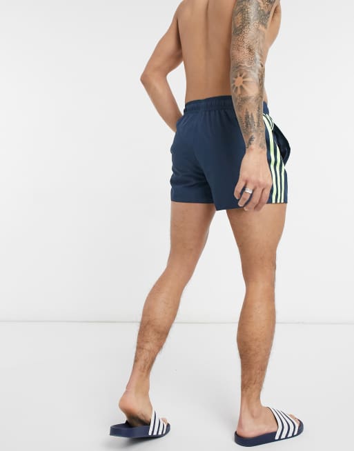 adidas Swim 3 stripe swimming trunks in teal, 2 of 4