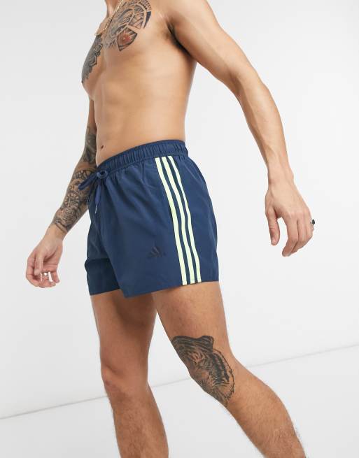 adidas Swim 3 stripe swimming trunks in teal, 3 of 4