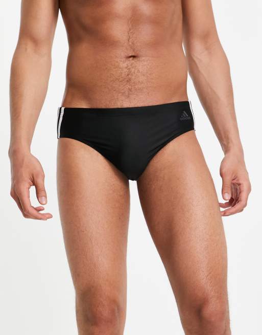 adidas Swim 3 stripe trunk in black