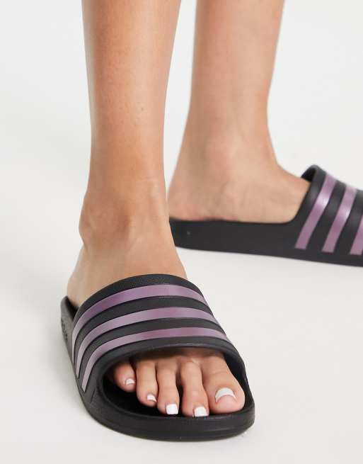 Adilette aqua slides black hot sale