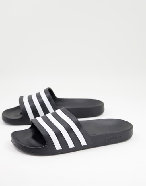 adidas Swim – Adilette – Slider in Schwarz mit weißen Streifen , 4 von 4
