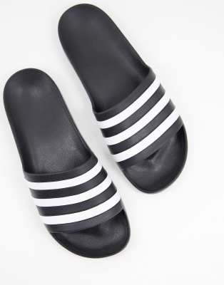 adidas performance adidas Swim Adilette sliders in black and white