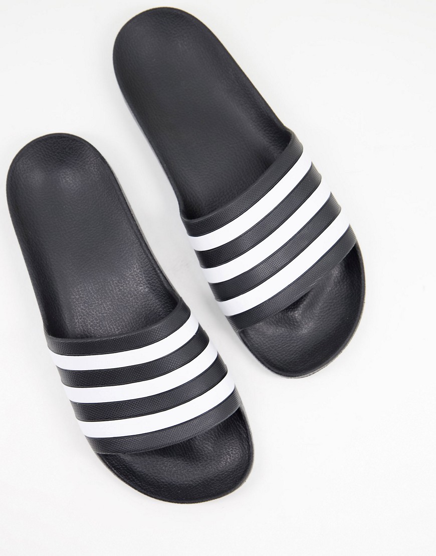 adidas Swim Adilette sliders in black and white