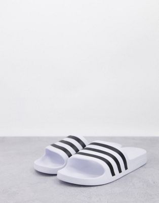 adidas Swim Adilette sliders in white and black - ASOS Price Checker