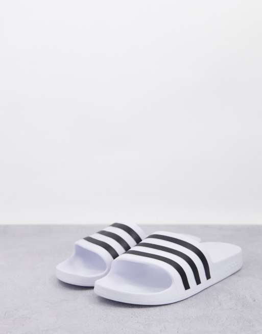  adidas Swim Adilette sliders in white and black