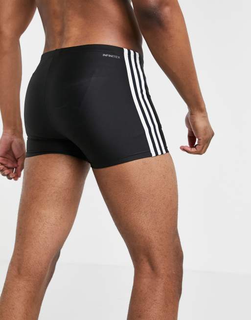 adidas - Swim - Boxer aderenti da nuoto neri con 3 strisce, 2 di 4