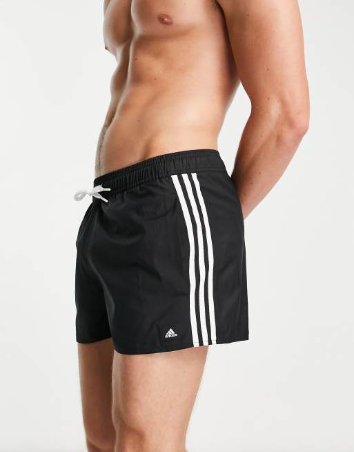 adidas Swim Pantaloncini da bagno neri e bianchi con 3 strisce ASOS