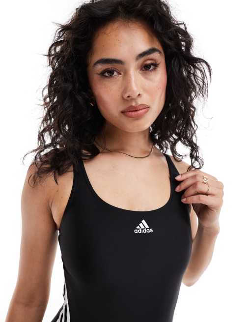 adidas – Swim – Svart baddräkt med 3 ränder, 4 av 4
