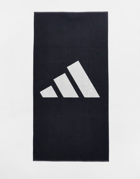 adidas Swimming large towel with 3 bar logo in black - view 1