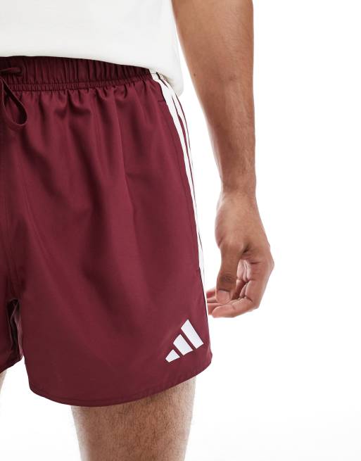 adidas - Swimming - Pantaloncini da bagno da 3" rossi con 3 strisce, 5 di 5
