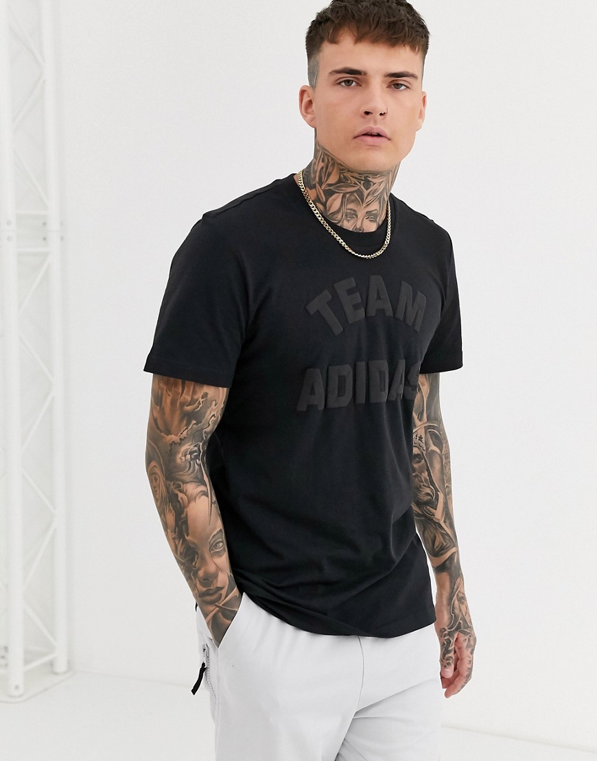 Adidas - T-shirt con stampa stile college nera-Nero
