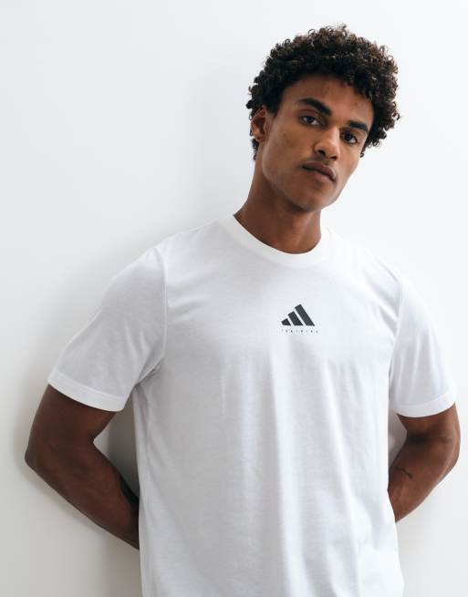 adidas T-shirt d'entraînement avec imprimé dos lifting en blanc, 5 de 5