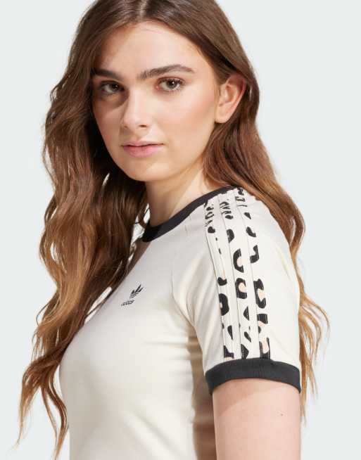 adidas - T-shirt med 3 striber i leopardprint, 3 af 4