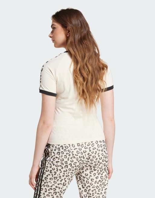 adidas - T-shirt med 3 striber i leopardprint, 4 af 4