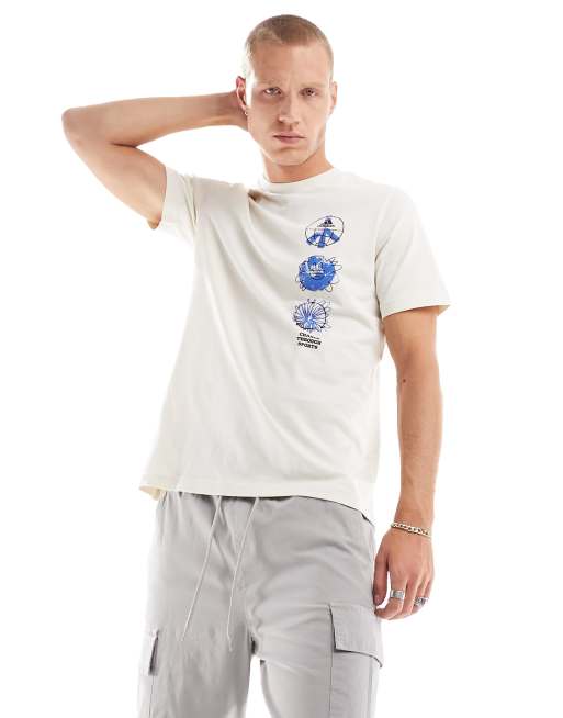 adidas - T-shirt met grafische trio-print in wit 